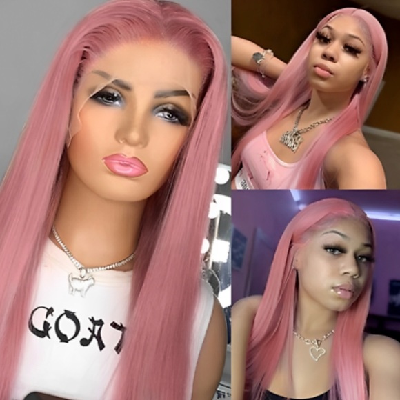22” Pink Beautiful StraightLace Front Wig NEW
